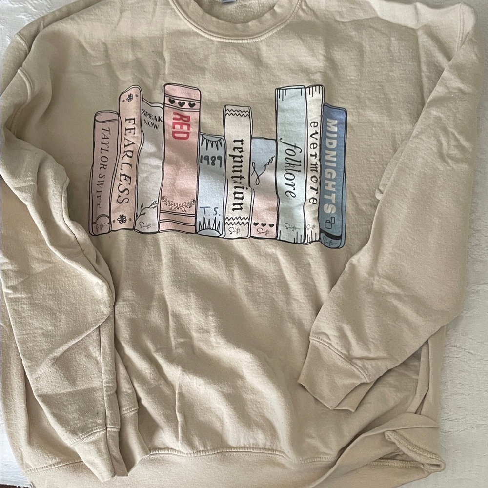 Tan Eras Tour Book Themed Graphic Sweater
